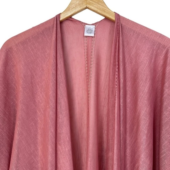 Rose Pink Open Front Oversized Festival Scarf Wrap Beach Coverup - Picture 3 of 6